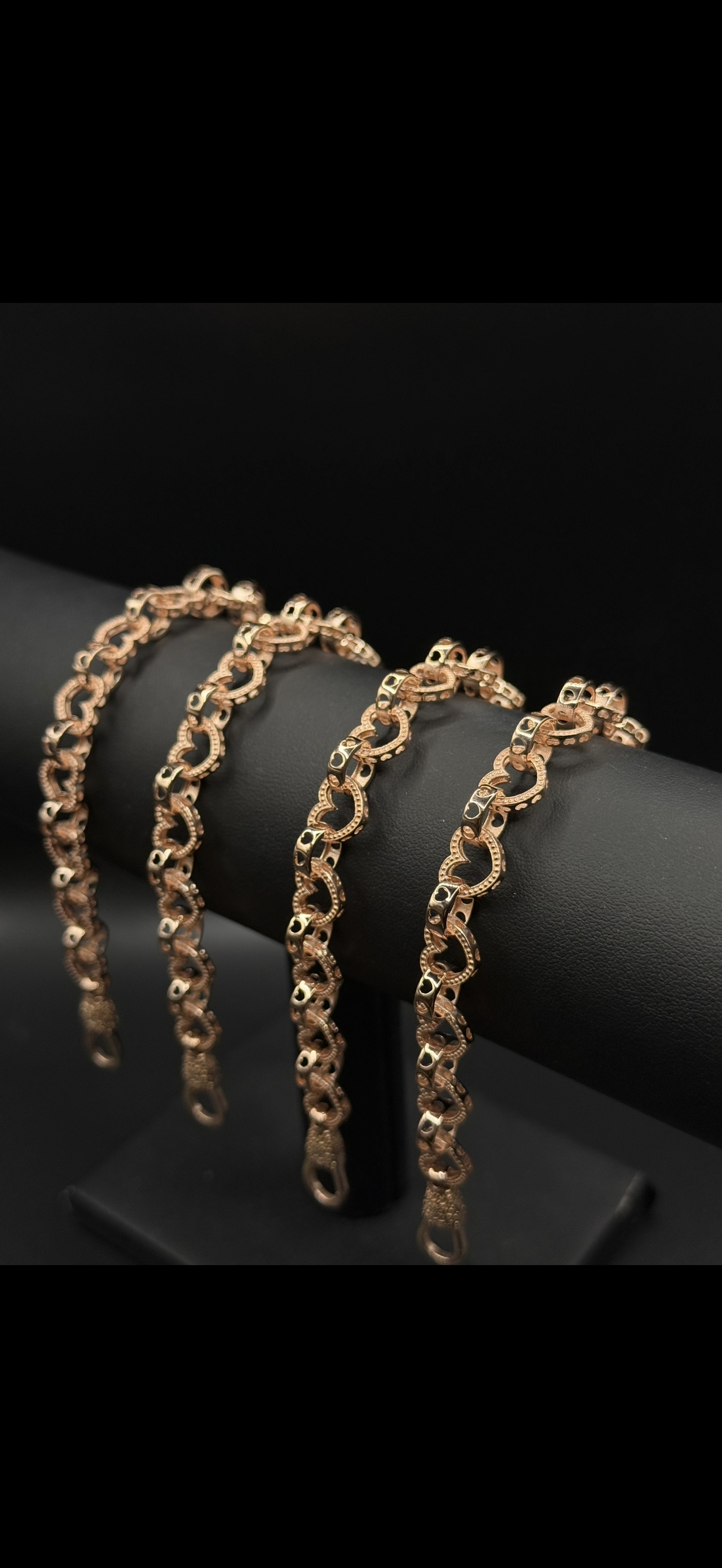 9CT ROSE 🌹 GOLD HEART LINK BRACELET