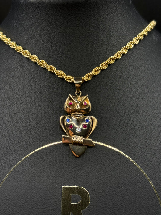 9CT OWL PENDANT