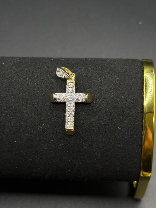 CZ CROSS PENDANT FLAT EDGE