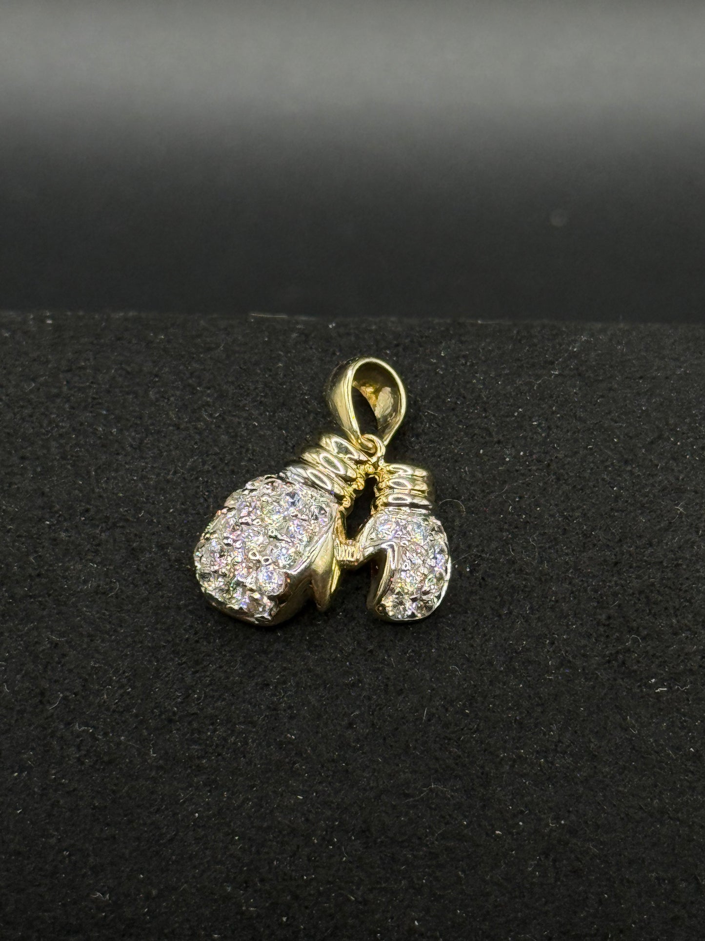 CZ BOXING GLOVES PENDANT 9CT