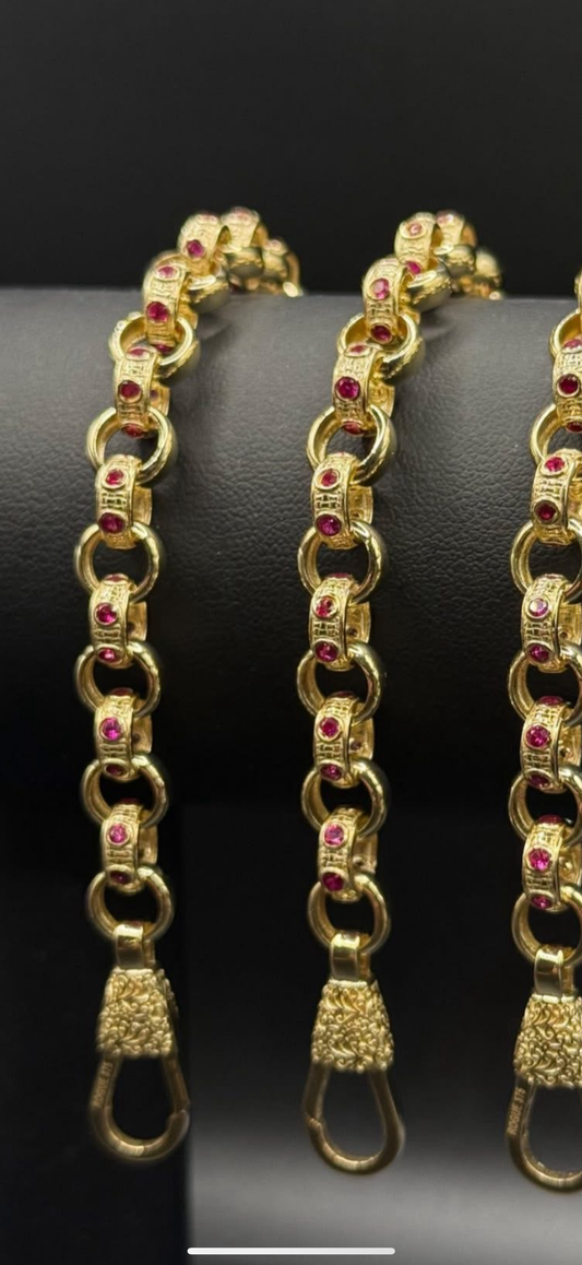 6.75” 9CT PINK STONE BELCHER BRACELET