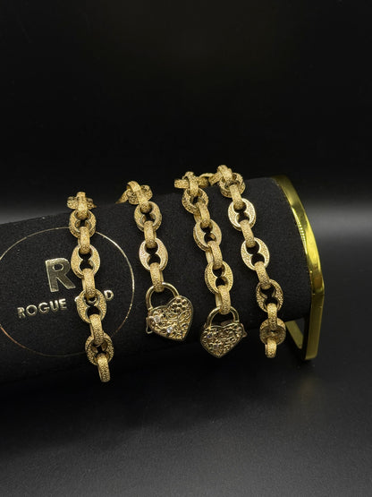 8” 9ct Button Link with Locket